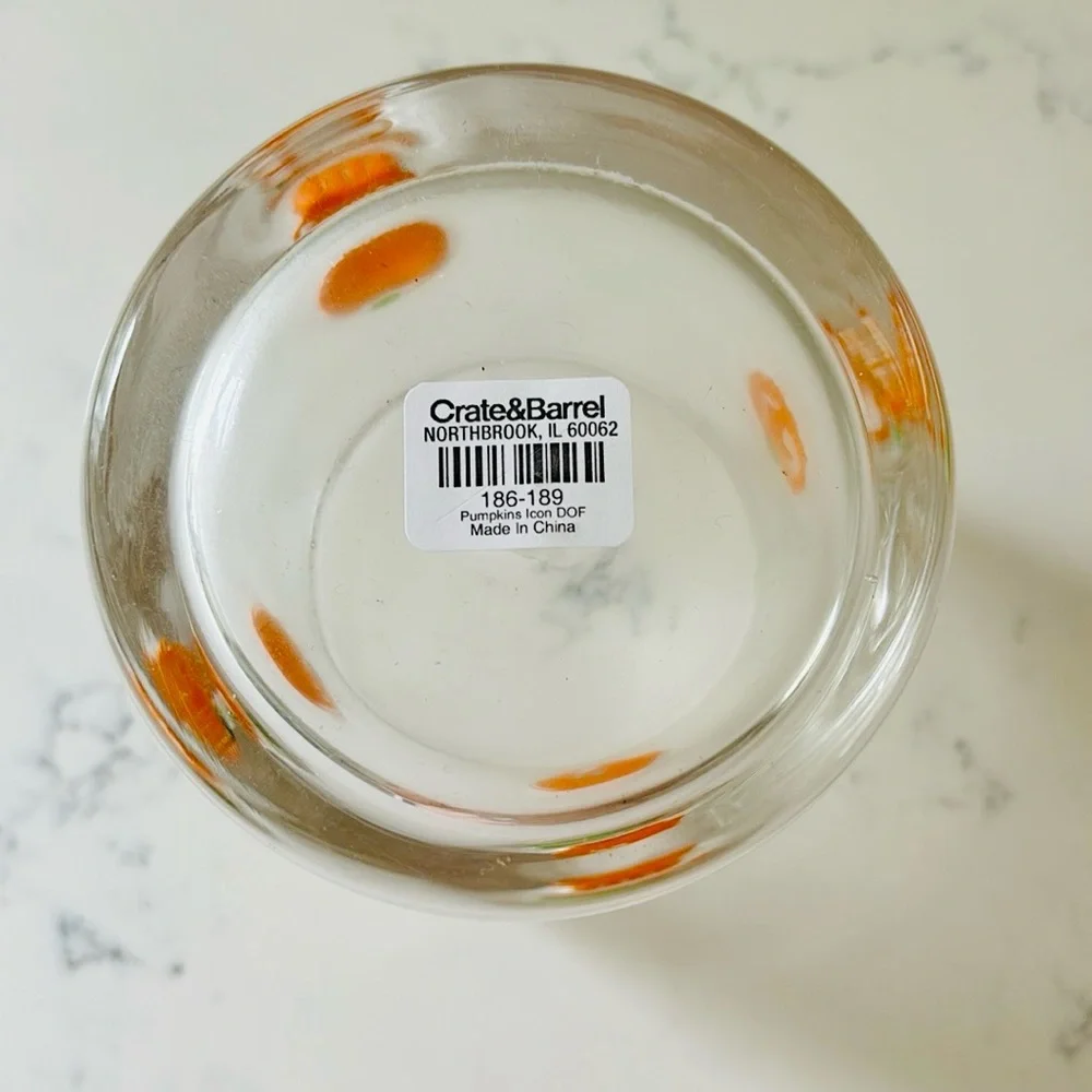 Crate&Barrel Halloween Pumpkin 🎃 Icon Double Old-Fashioned Glass